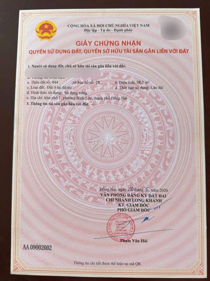 Bán Đất góc 2 mặt tiền bê tông lớn sau chợ