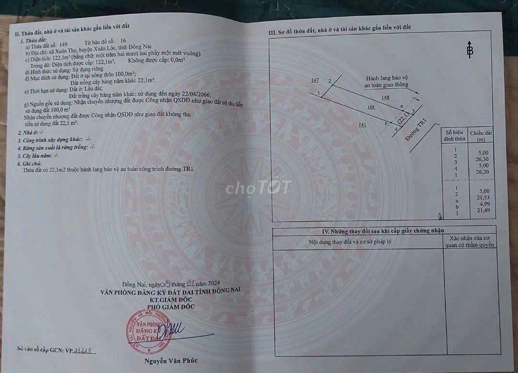 bán đất mặt tiền nhựa tặng thêm 50m2 phía sau