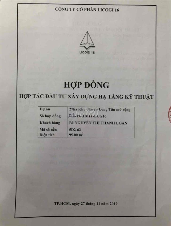 Bán đất nền dự án LICOGI (Nhơn trạch, Long tân, Đồng nai)