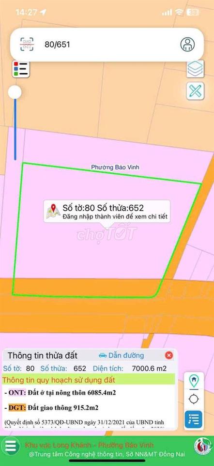 Đất Thổ Cư 2MT - Tp.Long Khánh