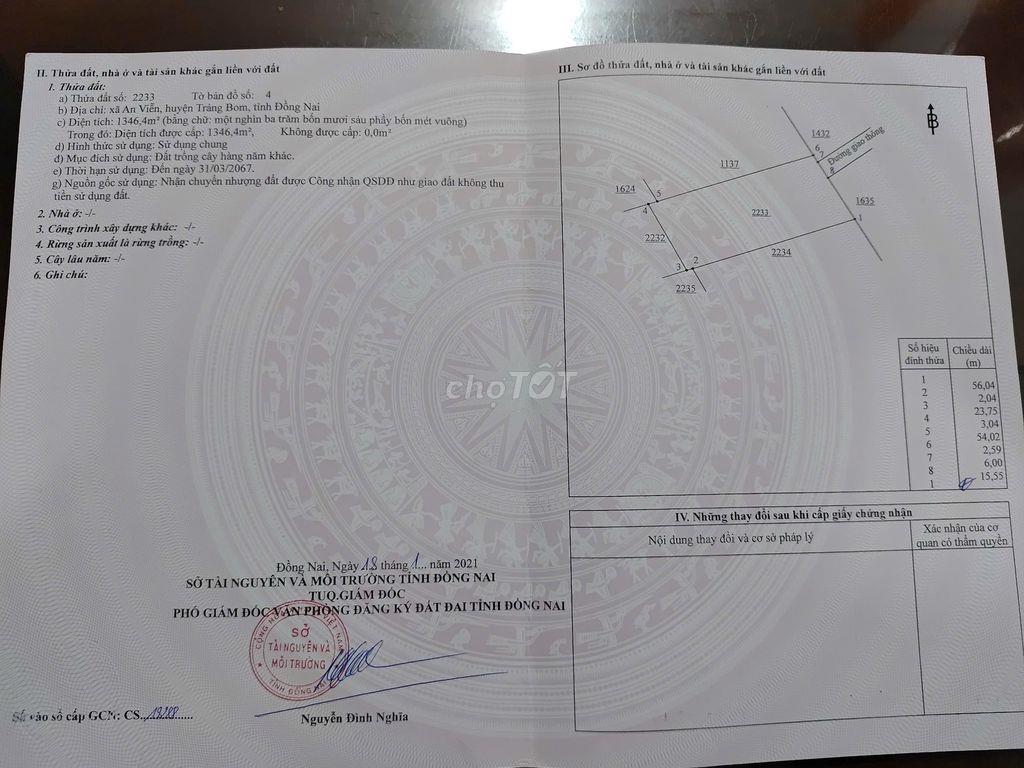 Cần bán đất mặt đường Xã An Viễn