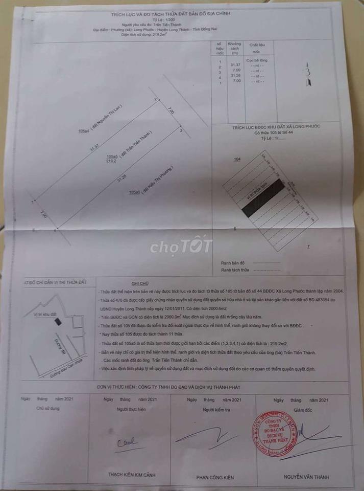 Cần bán miếng đất sổ ĐSH 217m2 xã Long phước, lòng thành