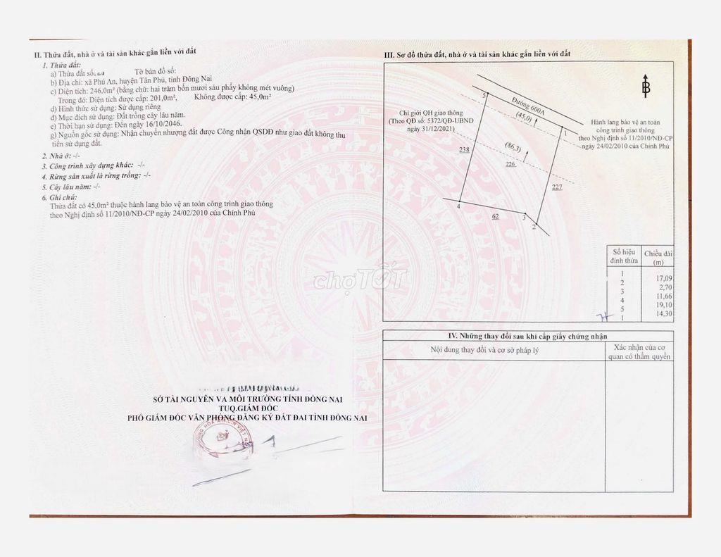 MAT TIEN 600A PHÚ AN TÂN PHÚ ĐỒNG NAI GIÁ RẺ