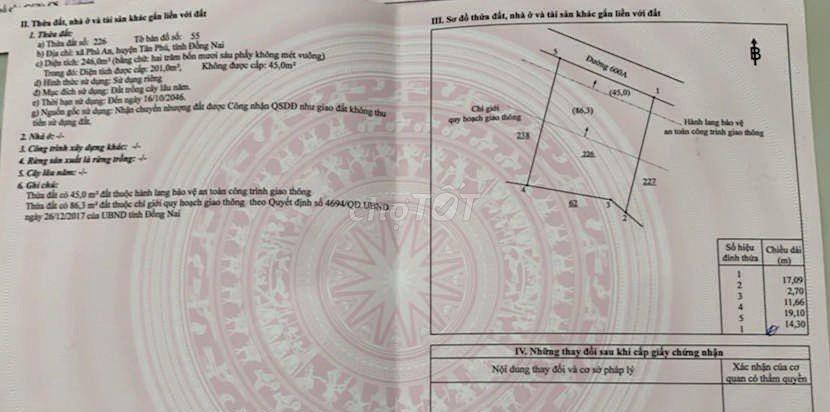 Đất Mặt Tiền 14m ngang DT 763 - Phú An  - Tp Đông Nai giá rẻ