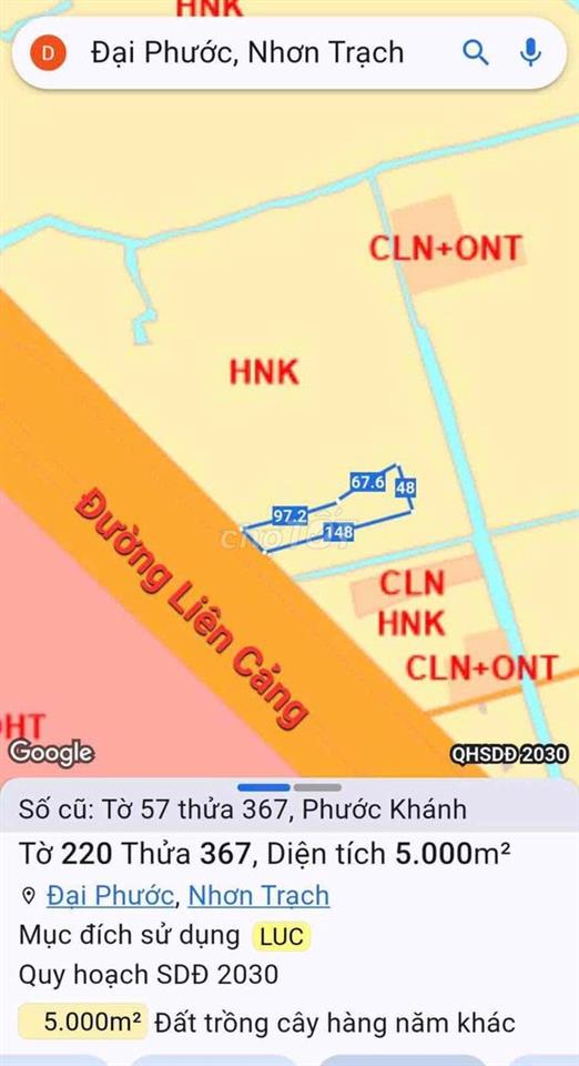 🔥 Bán Gấp 5.000m² Đất Mặt Tiền Đường Liên Cảng – Phước Khánh (Đại