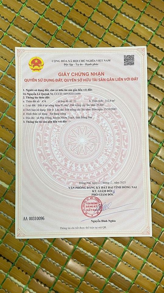 bán đất thổ cư xã phú đông , nhơn trạch