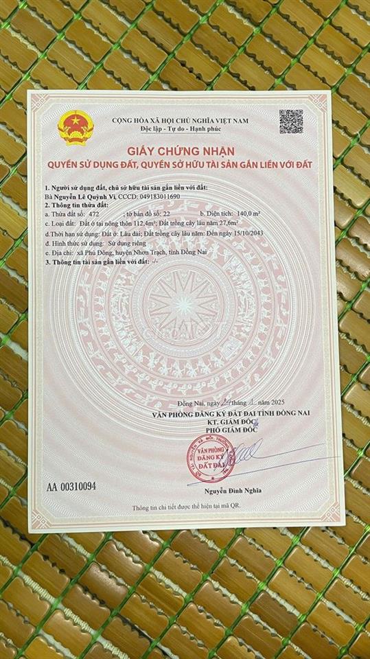 bán đất thổ cư xã phú đông , nhơn trạch