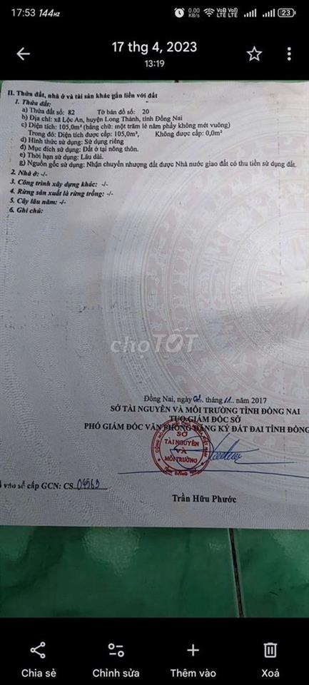 Bán Đất Xã Lộc An Huyện Long Thành