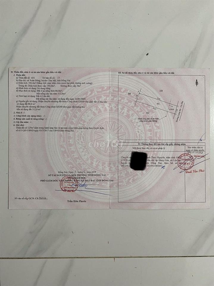 Đất Cẩm Mỹ cần bán