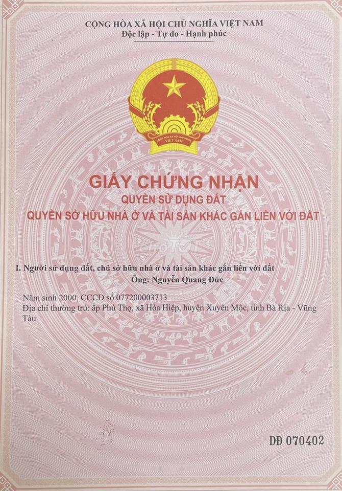 BÁN ĐẤT VƯỜN CÓ 100M² THỔ CƯ