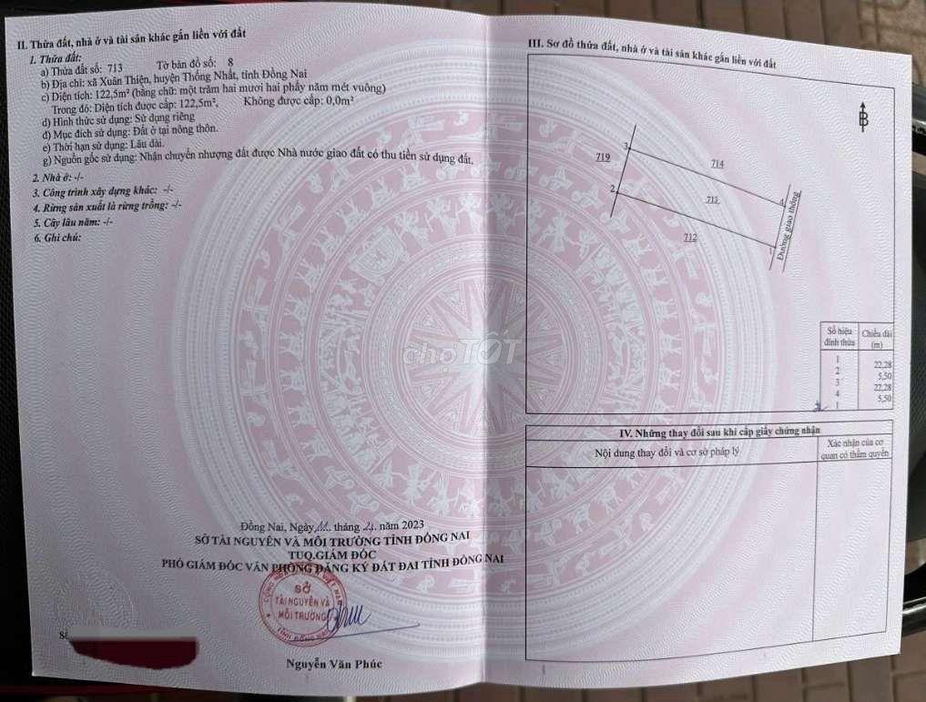 Đất thổ cư 100% Xuân Thiện, Thống Nhất, Đồng Nai. SHR