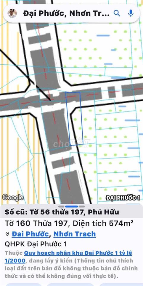 Bán đất 574m² mặt tiền đường Phan Văn Đáng, Phú Hữu, Nhơn Trạch