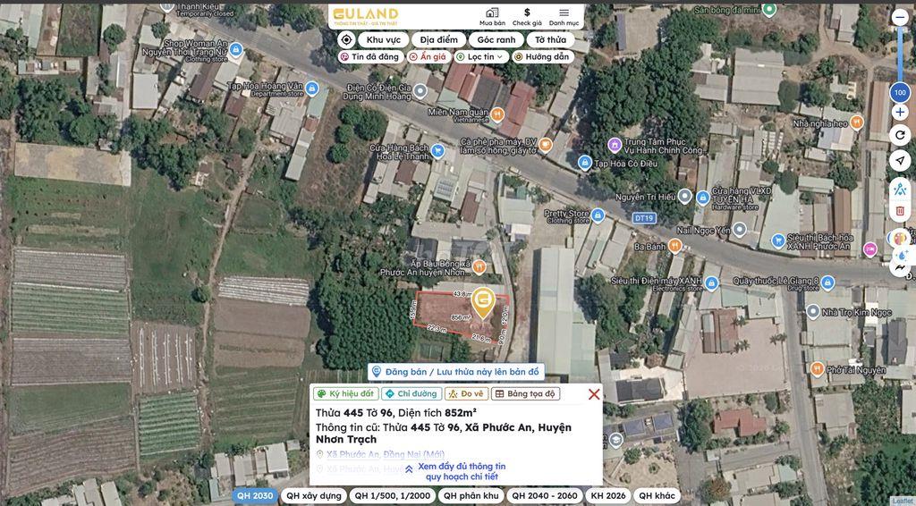 CHÍNH CHỦ BÁN LÔ ĐẤT ĐẸP PHƯỚC AN NHƠN TRẠCH - CẬN KỀ CHỢ, TRƯỜNG HỌC