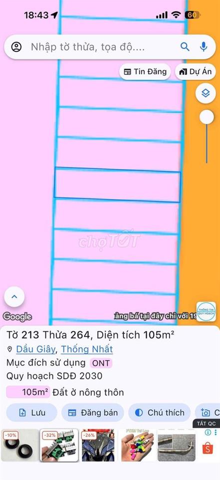 CHÍNH CHỦ BÁN ĐẤT PHƯỜNG DẦU GIÂY NGAY 2KCN LỚN