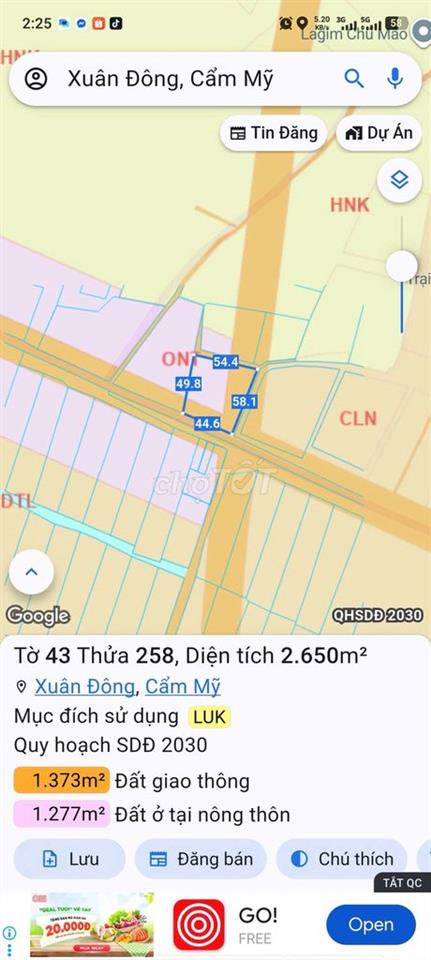 Bán Đất Lô Góc Ngã Tư 2 Mặt Tiền Đường Xuân Đông, Cẩm Mỹ