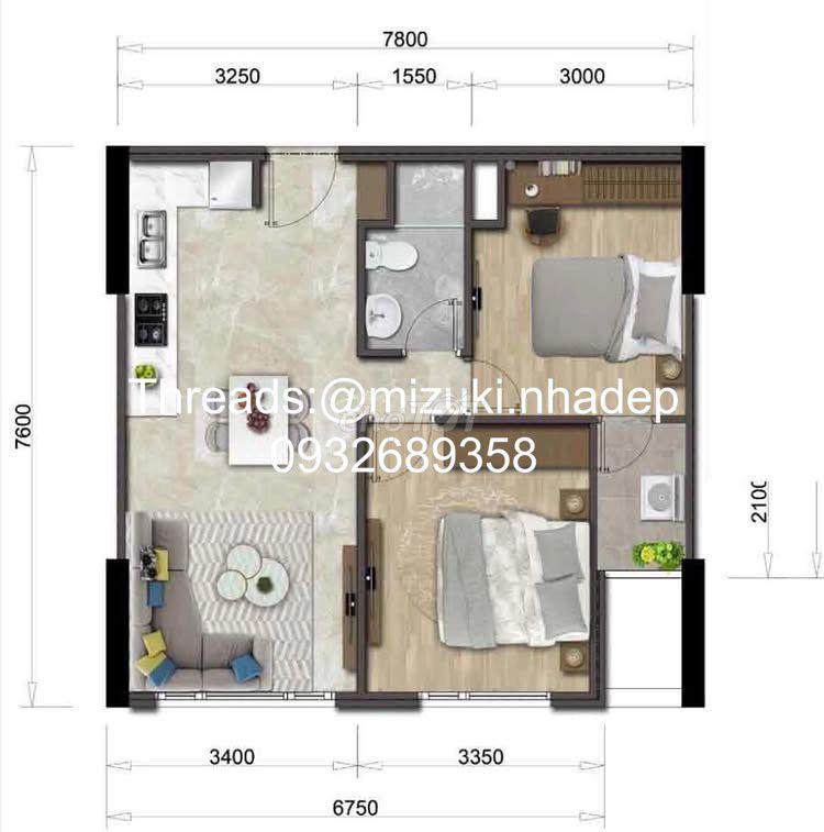 Chính chủ sẵn sổ - Căn hộ Mizuki Park 56m2 2PN hướng Đông view Q1