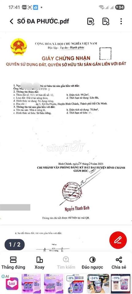bán nhà sổ hồng gần song hành ql50 xã đa phước ql50