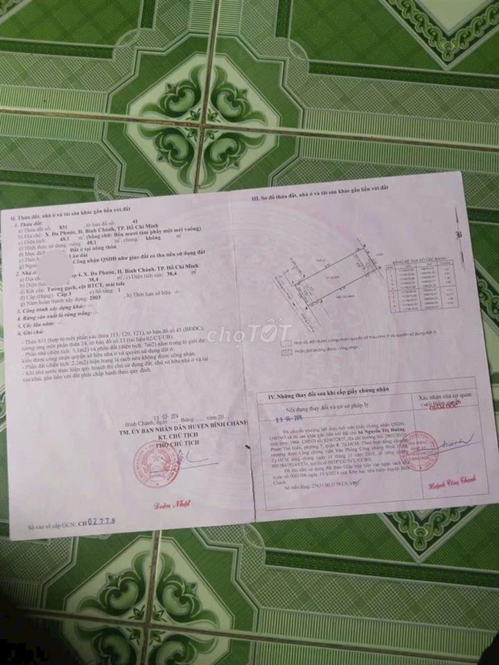 bán nhà sổ hồng riêng ấp4 xã đa phước kdc hiện huư
