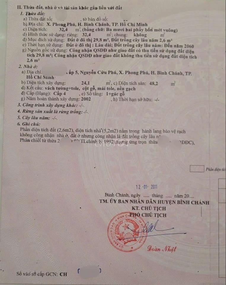 bán nhà 2 lầu sân thượng sổ hồng hẽm xe tải xã phong phú ql50