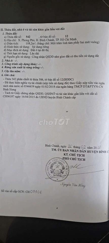 bán nhà và đất 108m2 sổ riêng kdc xã phong phú gần nguyễn văn linh