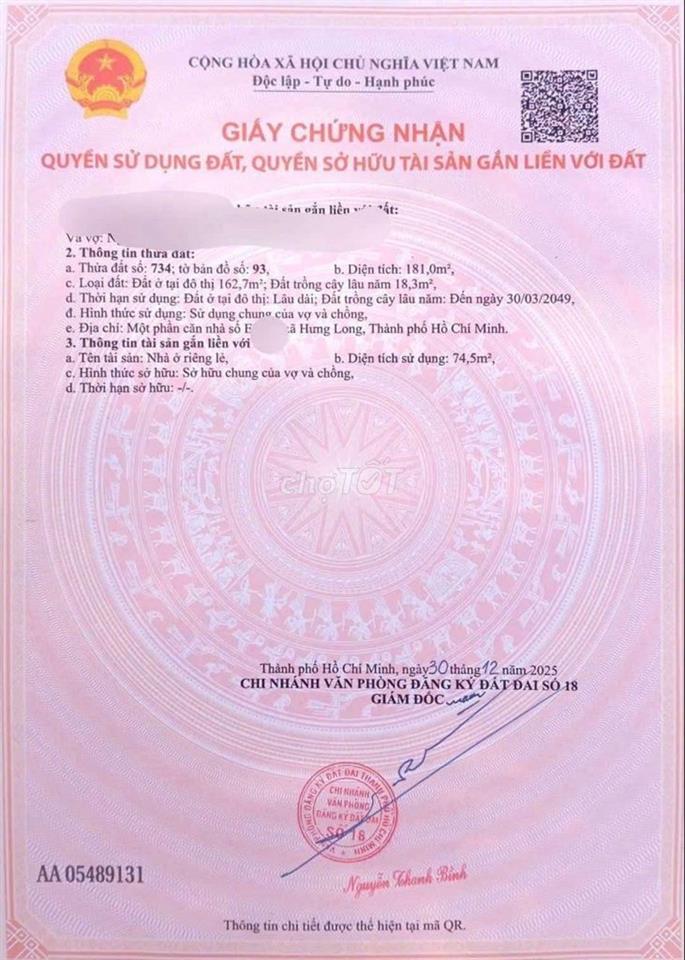 bán 200m thổ cư sổ riêng gần song hành ql50 đường đa phước