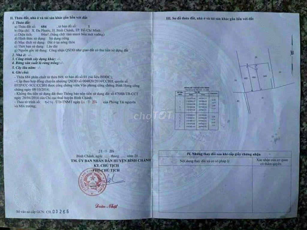Bán đất thổ cư hẽm xe hơi