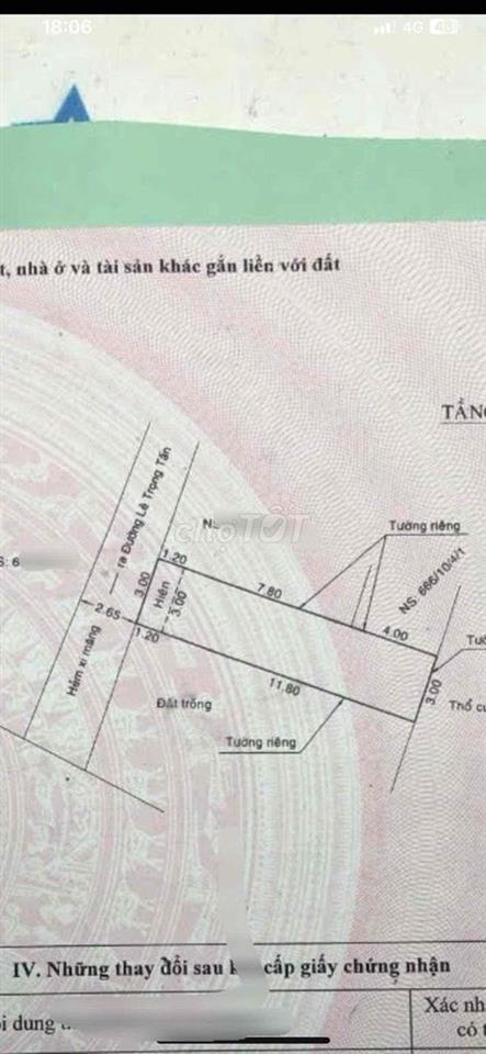 Bán nhà gần Aeon Tân Phú (39m2 đất ở đô thị) không quy hoạch