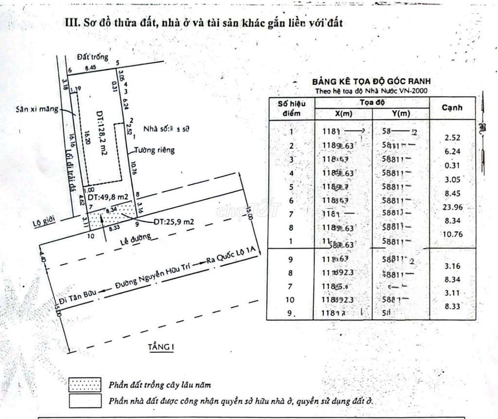 MTKD CTY, XƯỞNG NGUYỄN HỮU TRÍ - HƠN 8M- CHỈ 8ĐỒNG HƠN -SHR 222MV ĐẤT