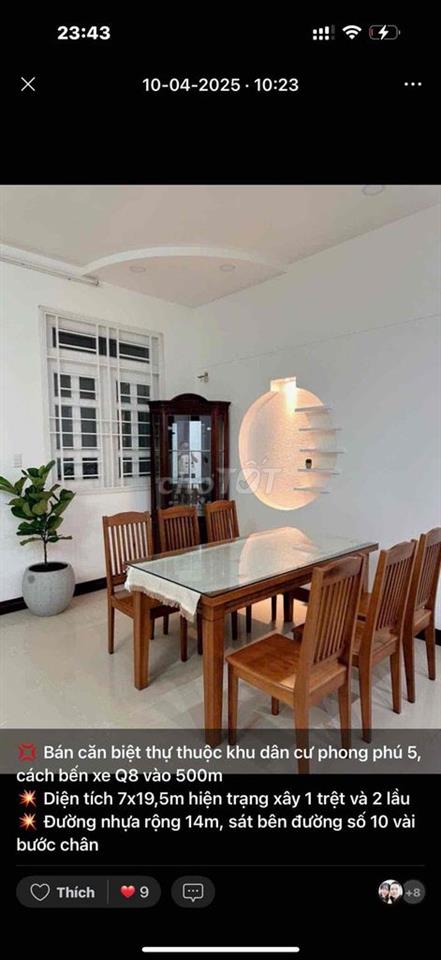 bán nhà số 11 đuờng số 9 ấp 5 xã phong phú bình chánh