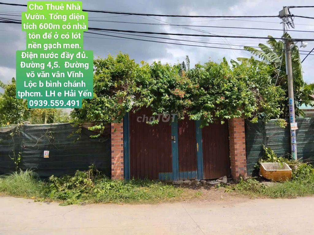 Nhà vườn 600m Có Nhà Điện nước nhà nước  Đường Võ Văn Vân vĩnh lộc B 