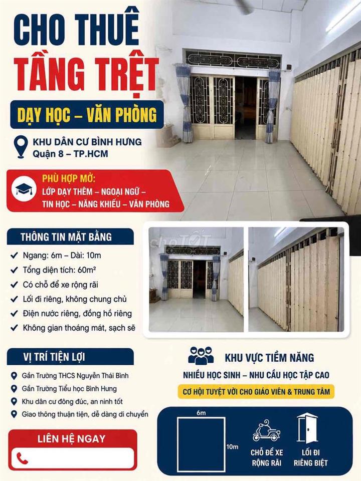 cho Thuê Tầng Trệt Dạy Học