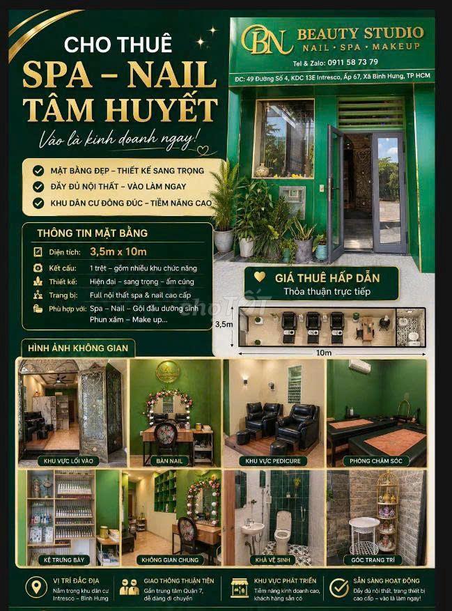 CHO THUÊ MẶT BẰNG KINH DOANH SPA-NAIL