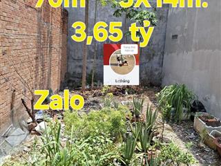 📢LÔ ĐẤT THỔ CƯ 70M²- 5X14M-NGAY CHỢ BÌNH THÀNH, BÌNH HƯNG HÒA 3,65Đ