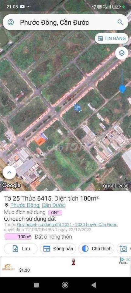 khu dân cư phước đông, mặt tiền QL50
