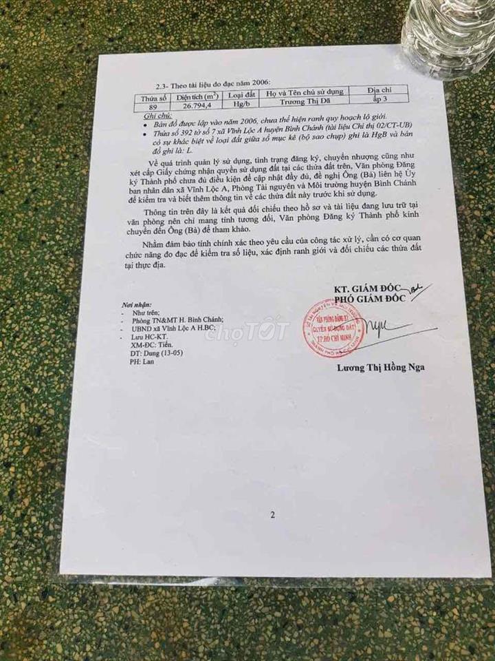 CẦN BÁN ĐẤT BÌNH CHÁNH