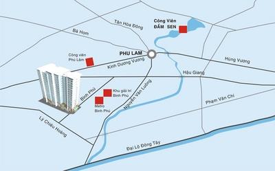 Căn hộ Blue Shaphire, ngay Metro Bình Phú, Q6 cũ, 75m2, 2PN, 2WC, 