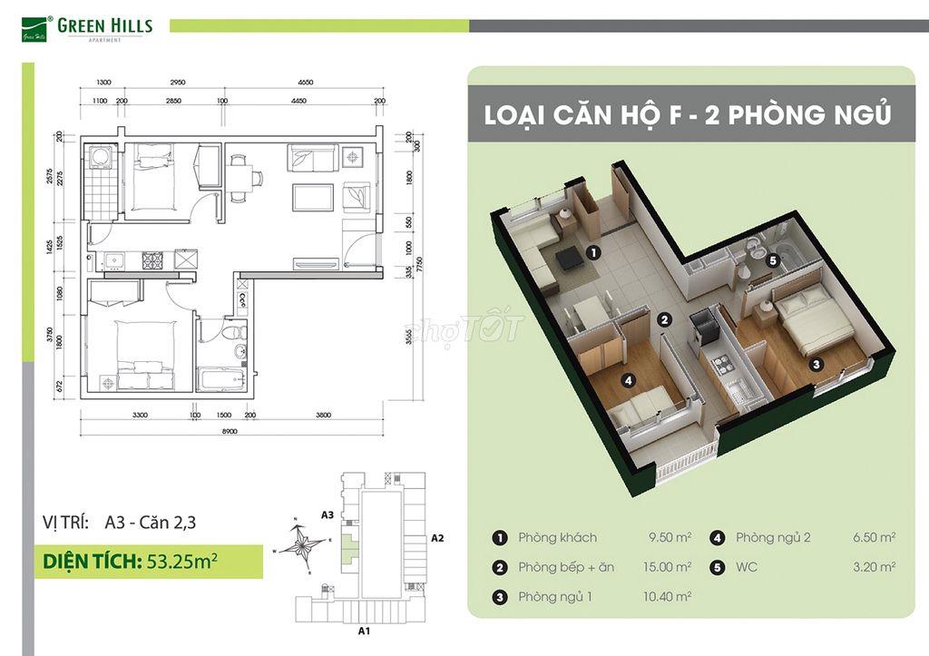Căn hộ Green Town có sổ riêng 49m/ 1pn/ 2.2tỷ 74m/ 2p2w/ 3.2tỷ ht vay