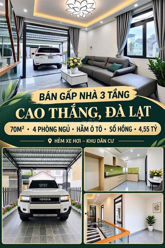 🔥 BÁN GẤP NHÀ 3 TẦNG – HẺM XE HƠI CAO THẮNG, ĐÀ LẠT 🔥