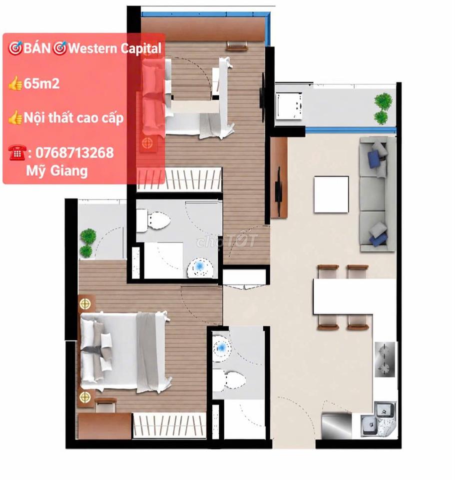 Bán Nhanh Căn Hộ Western Capital Q6, 65m2 Nội Thất Đẹp Gía 3,650 tỷ