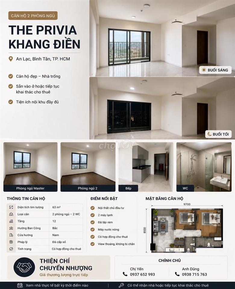 CĂN HỘ 2 PHÒNG NGỦ CHUYỂN NHƯỢNG  The Privia Khang Điền 