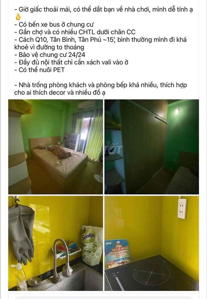 Share 1pn 1wc FULL NỘI THẤT INTERVER trong chung cư 2pn 2wc Bình Tân
