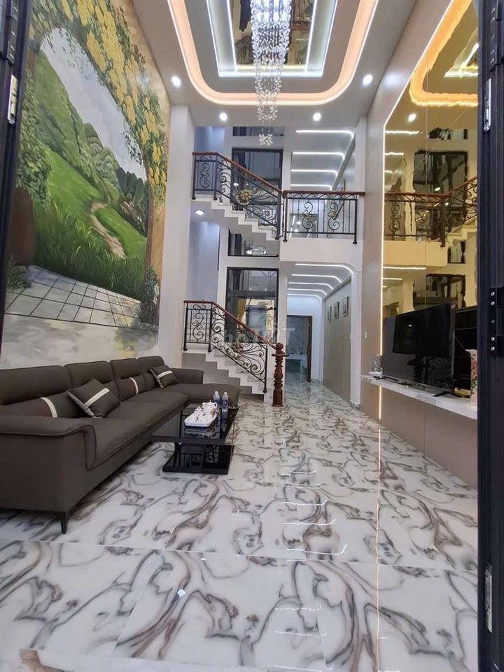 Nhà khu đồng bộ có thang máy 1 sẹc hương lộ 2 dt 4x19m lửng 3 lầu 5pn.