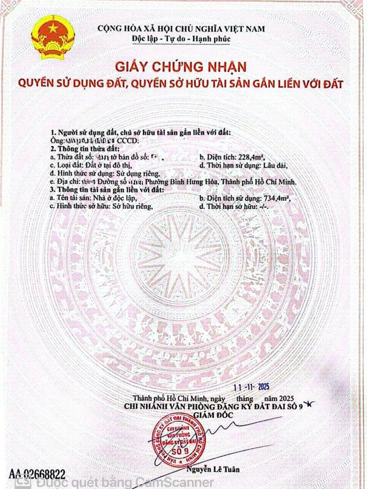 CHDV Tân Kỳ Tân Quý, 43 phòng, 210tr/tháng, giá 28 tỷ 500 thương lượng
