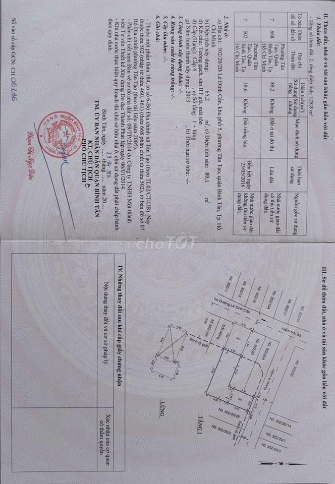 Chính chủ bán nhà 2 mặt tiền hẻm 302 Lê Đình Cẩn