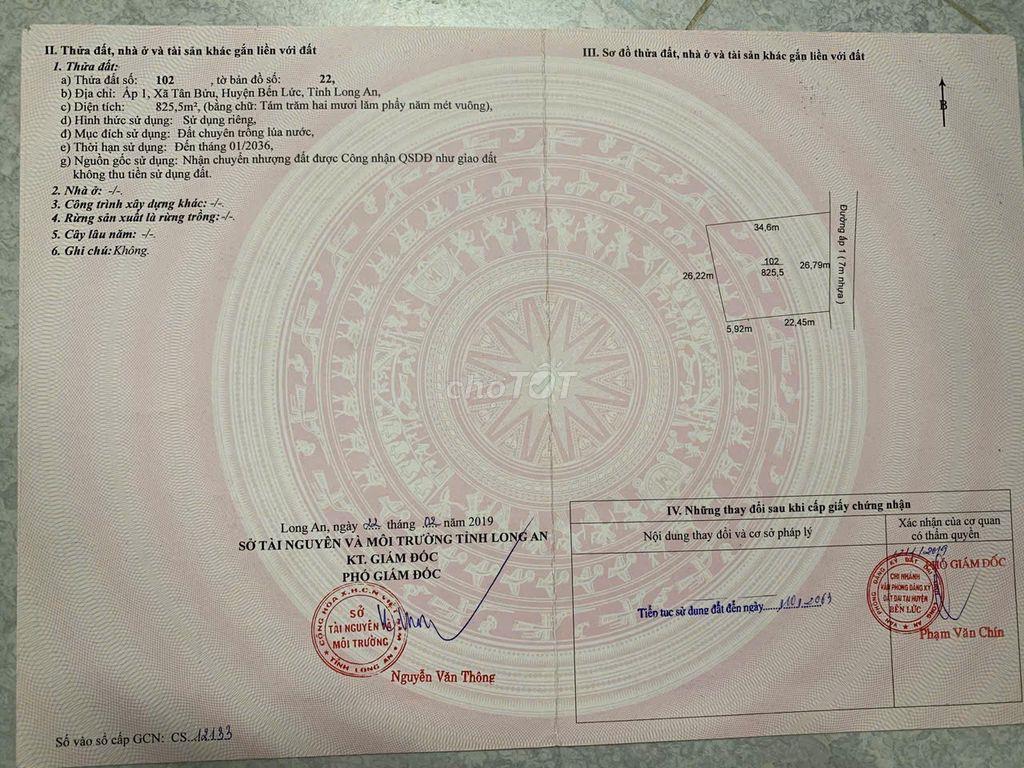 Chính chủ bán đất mặt tiền Tân Bửu giáp Bình chánh