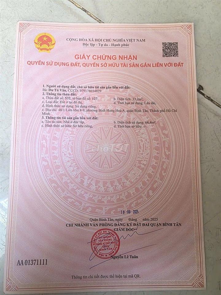 📢 VĂN PHÒNG NHẬN KÝ GỬI BẤT ĐỘNG SẢN - BÌNH TÂN - 3 TỶ 850 TRIỆU
