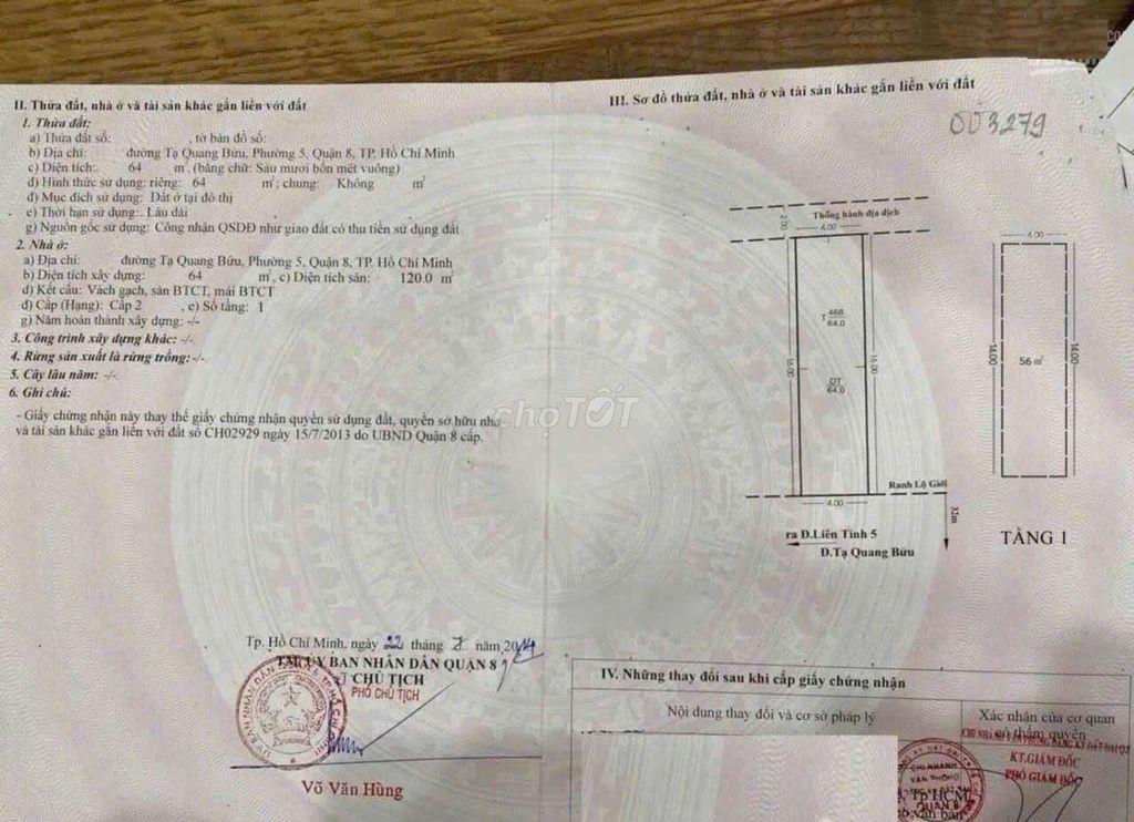 Cần Bán Gấp Nhà 1 Trệt 1 Lầu Tại P5 Quận 8 Giá Chỉ 3 Tỷ 2 Sổ Riêng