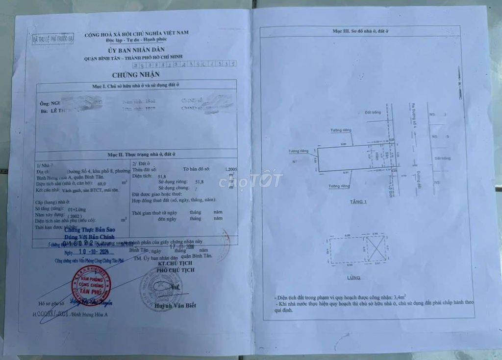 Bán Nhà 52m2 đúc 1 Lầu BTCT gần Gò Xoài p Bình Hưng Hòa A