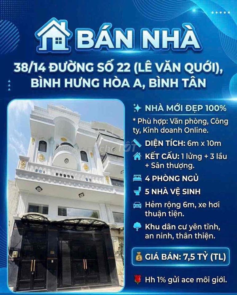 CHÍNH CHỦ BÁN NHÀ HXH ĐƯỜNG SỐ 22 LÊ VĂN QUỚI BIỆT THỰ MINI HEM XE HOI