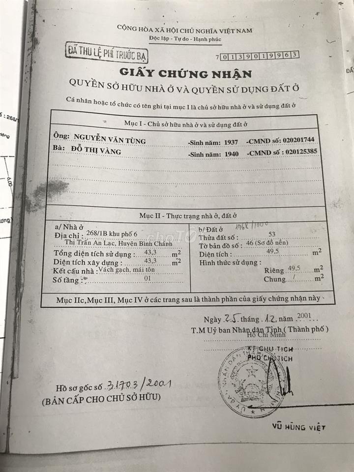 Bán nhà chính chủ 2mt trước sau